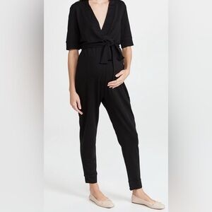 Hatch 1 Womens S/M Black Wrap Nursing Comfort Tencel Jumpsuit Pockets Maternity